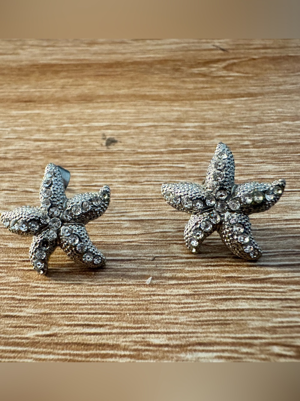 Silver Starfish Crystal Stud Earrings - Women Accessories